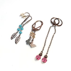 Náušnice - Swarovski s lístečky (nerez)